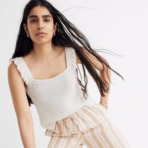 Madewell Cream Crochet Ruffle Strap Tank